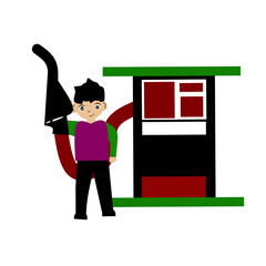 vehicle refueling station vector illustration