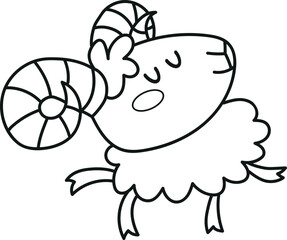 Cute goat, aries symbol clipart