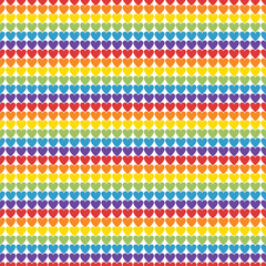 colorful lined-hearts. rainbow and pastel color concept. seamless pattern. vector illustration.