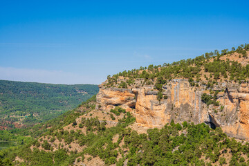 Landscape of the Serrania de Cuenca. Karst eroded by water and coniferous forests