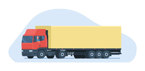 Large truck with driver. Easy editable vector image. Vector illustration.