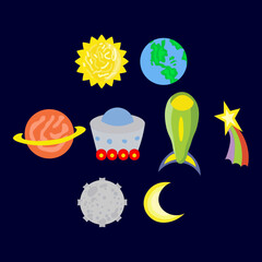 Set Cartoon planet vector. full color planet illustration