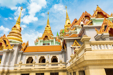 Fototapeta premium Wat-Thang-Sai, Beautiful buddhist temple on high mountain in Prachuap Khiri Khan province Thailand.