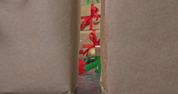 Heap of gifts for Christmas. Pile of Christmas gifts.