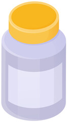 White plastic vitamin pill jar. Supplement bottle for liquid, blank package with cap. Medicine capsule jar mock up template, vector. Medical product bottle for prescription aspirin drug. Sport drugs