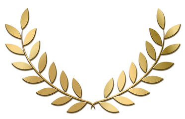 Gold PNG laurel wreath isolated 	
