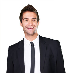 Suit, style and fashion for a stylish man in business wearing elegant and classy clothes on a png, transparent and isolated or mockup background. Portrait of an attractive, handsome and confident guy
