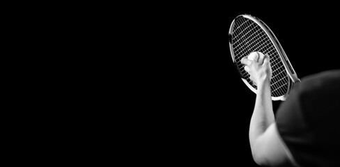 Naklejka premium Cropped image of woman playing tennis