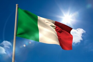 Italy national flag on flagpole 