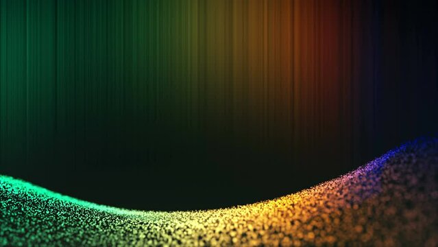 Christmas glowing rainbow wave of dust particles modern decoration design card, 3D motion seamless loop video background with place for your wish text.
