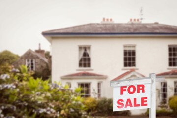 Signboard in front of house exterior