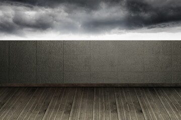 Balcony and stormy sky