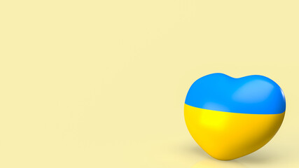 Fototapeta na wymiar The heart Ukraine flag for peace or war concept 3d rendering