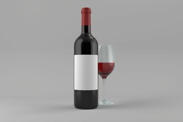 Wine bottle with drinking glass 