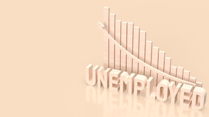 The wood text unemployed and chart for business concept 3d rendering