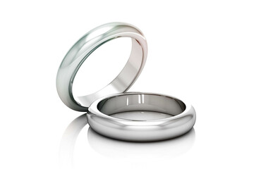 Wedding ring on white background. 3D rendering