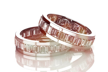 Wedding ring on white background. 3D rendering