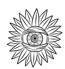 eye and sunflower logo image.
