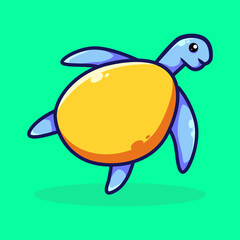 Cute turtle cartoon vector icon illustration. Nature Icon Concept. Isolated Premium Vector.