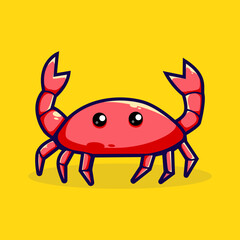 Cute crab cartoon vector icon illustration. Nature Icon Concept. Isolated Premium Vector.
