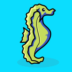 Cute seahorse cartoon vector icon illustration. Nature Icon Concept. Isolated Premium Vector.