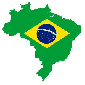 Brazil map with flag latin America cartography
