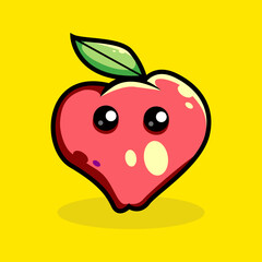 Cute apple fruit cartoon vector icon illustration. Nature Icon Concept. Isolated Premium Vector.