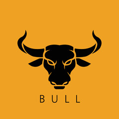 Bull, Cow, Angus, Cattle Head Vector Icon Logo