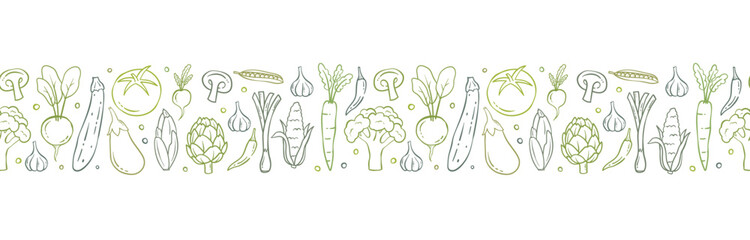Lovely hand drawn vegetables seamless pattern, doodle veggies, great for textiles, wrapping, packaging - vector design
