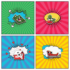 Fototapeta premium Hand drawn flat trendy cartoon elements collection merry christmas