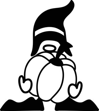recommend clip art: Hand Drawn gnome holding a pumpkin illustration