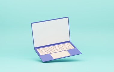 isolated laptop. minimal icons, symbols. technology concept. 3d rendering