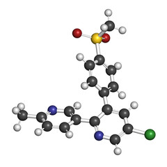 Etoricoxib drug molecule. 3D rendering