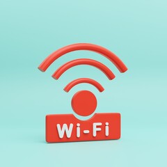3D Wi-Fi icon design concept. wifi symbols. 3d rendering illustrations.