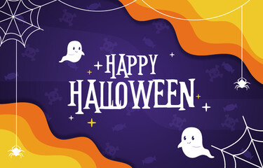 Halloween background in flat style illustration design