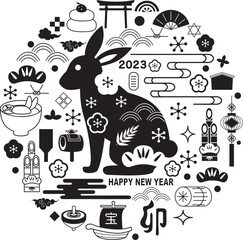年賀状　2023年　卯年　アイコン