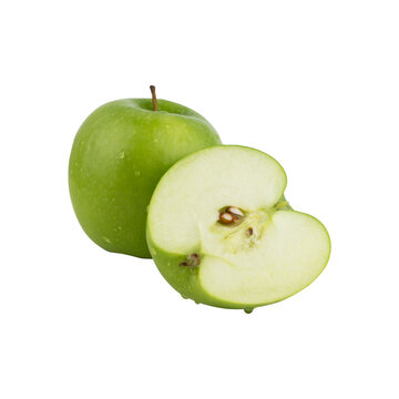 Green apple isolated in transparent png format