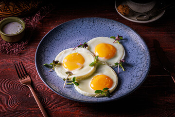 fried eggs on a plate