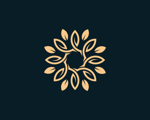 Elegant Leaf Floral Flower Logo Concept icon symbol sign symbol Design Element. Natural Products, Cosmetics, Ecology, health Care, spa, yoga Logotype. Vector illustration template