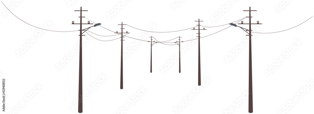 Wall mural power line. high-voltage electric power tower. transmission and supply of electricity. procurement f