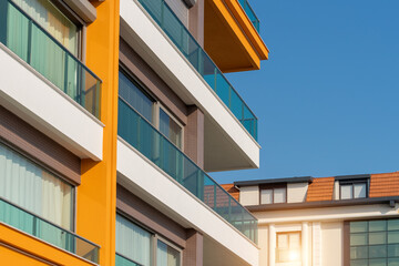 New residential building with panoramic windows.