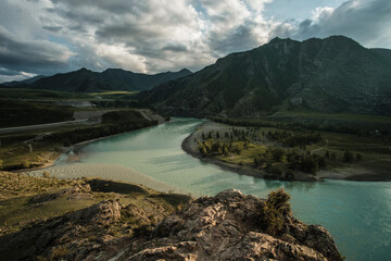 The confluence of the Chuya and Katun rivers in the Altai Mountains