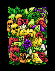 Fruit Doodle Vector Illustrations