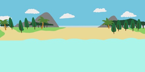 Beach tropical forest sea summer cartoon   