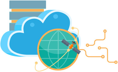 Business technology storage and cloud server service concept with data network internet web connection. Data protection virtual storage design. Cloud computing, cloud backup. Saving information