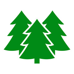 Set de 3 árboles de navidad geométricos y abstractos, con forma de triángulo. Icono aislado