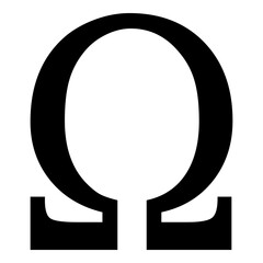 Símbolo final. Icono aislado con letra omega del alfabeto griego - obrazy, fototapety, plakaty