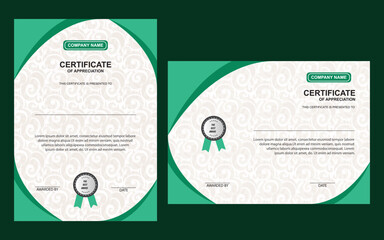 certificate template banner for print template with Green clean modern Vector
