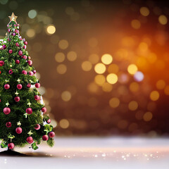 Beautifully decorated Christmas tree with gift boxes. Christmas and New Year's Eve.