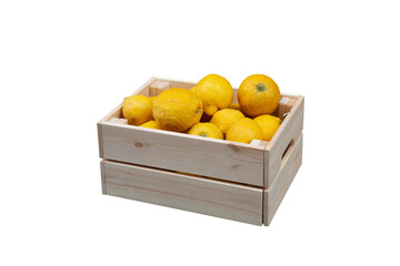 lemons in wooden case